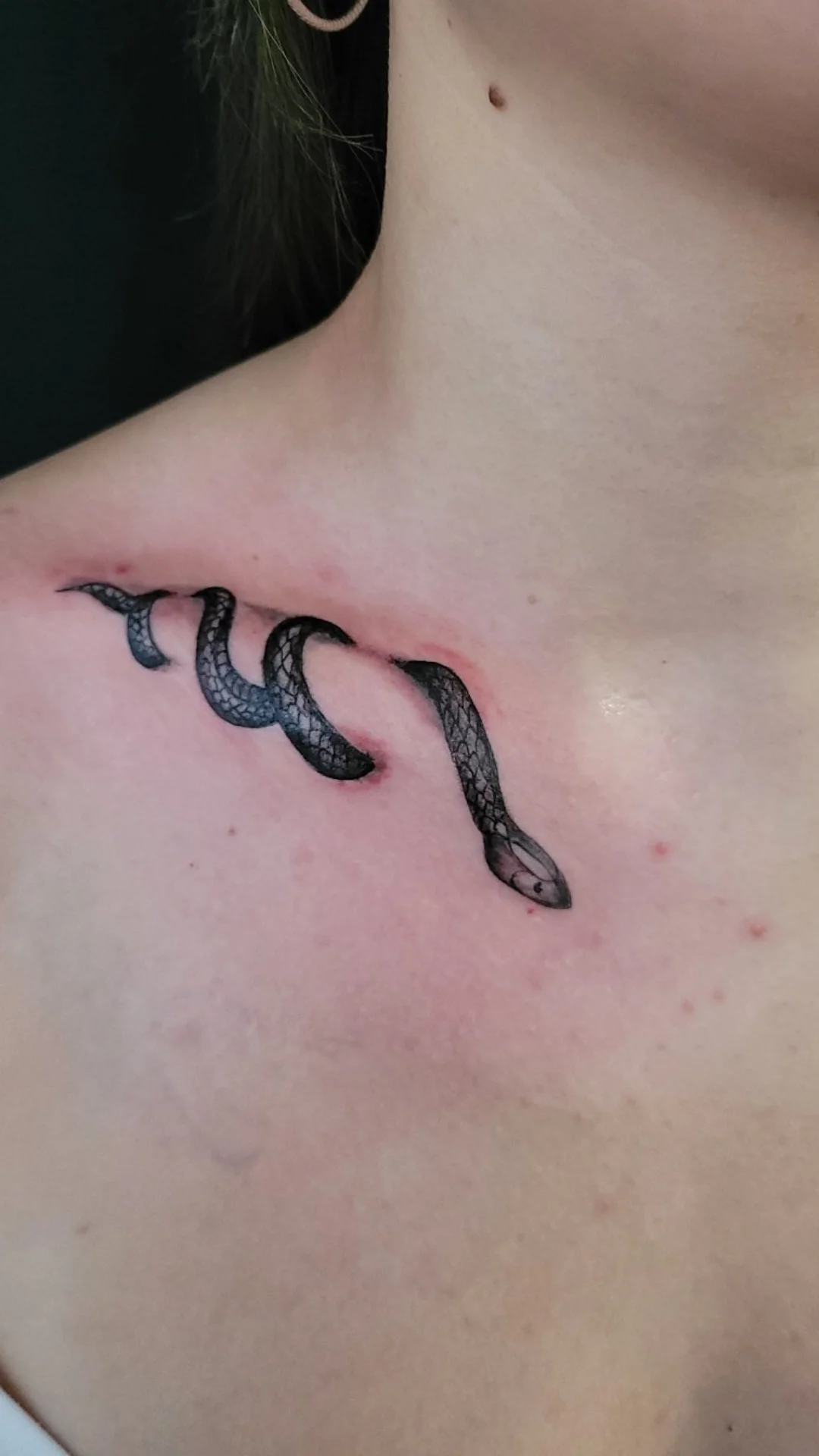 Tattoo Schlange auf Schlüsselbein