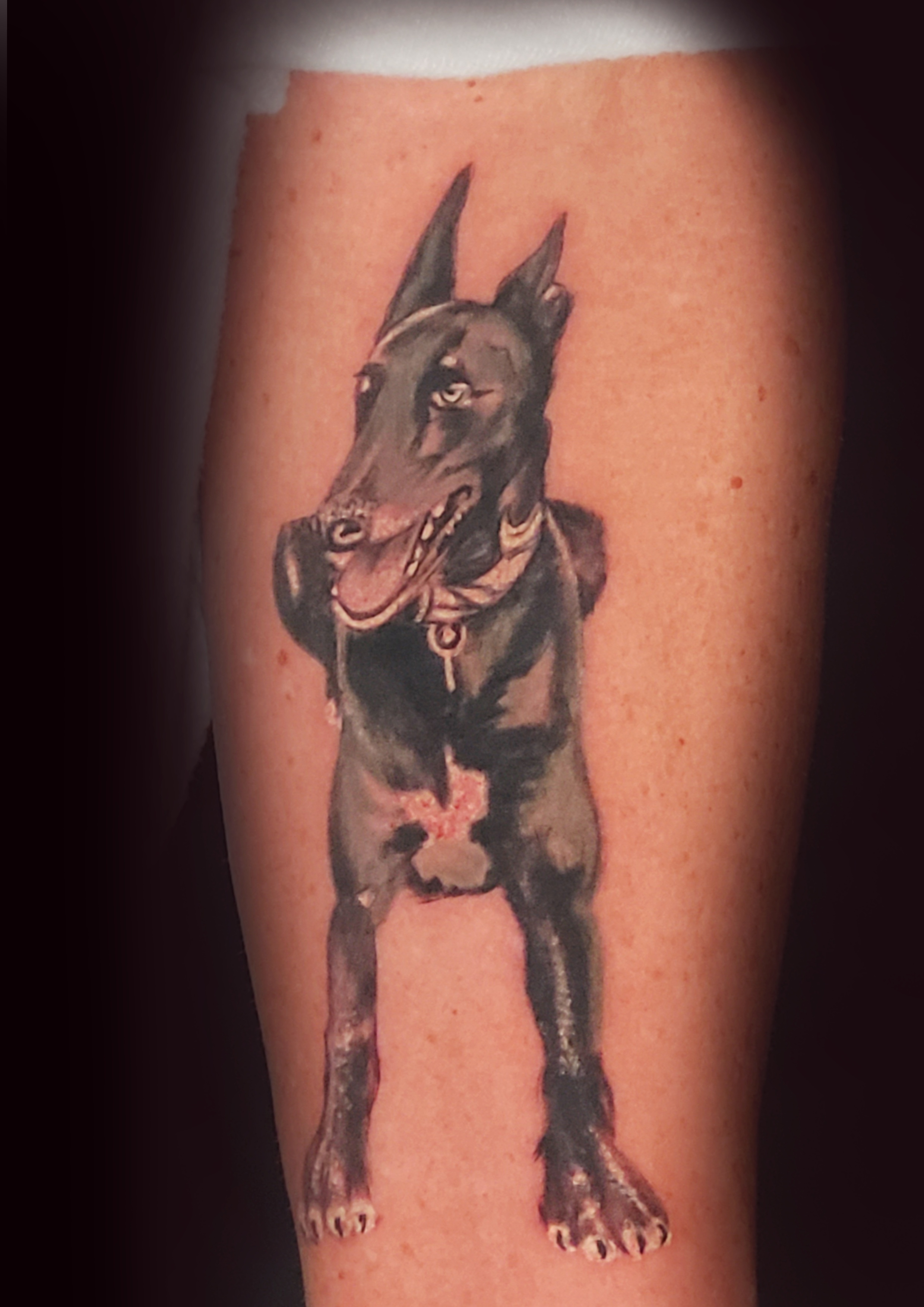 realistisches Tattoo von einem Hund