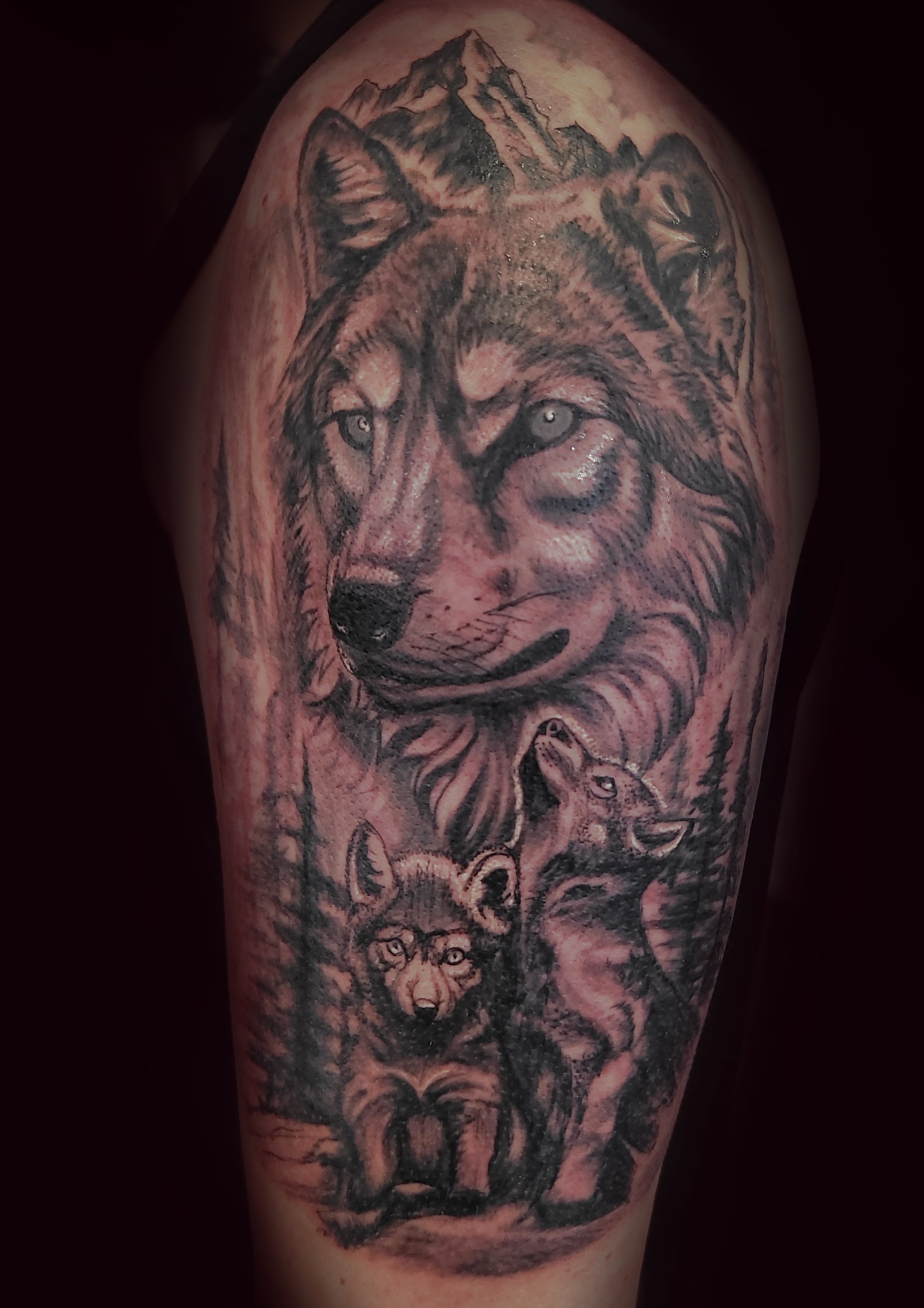 Tattoo von einem Wolf Rudel