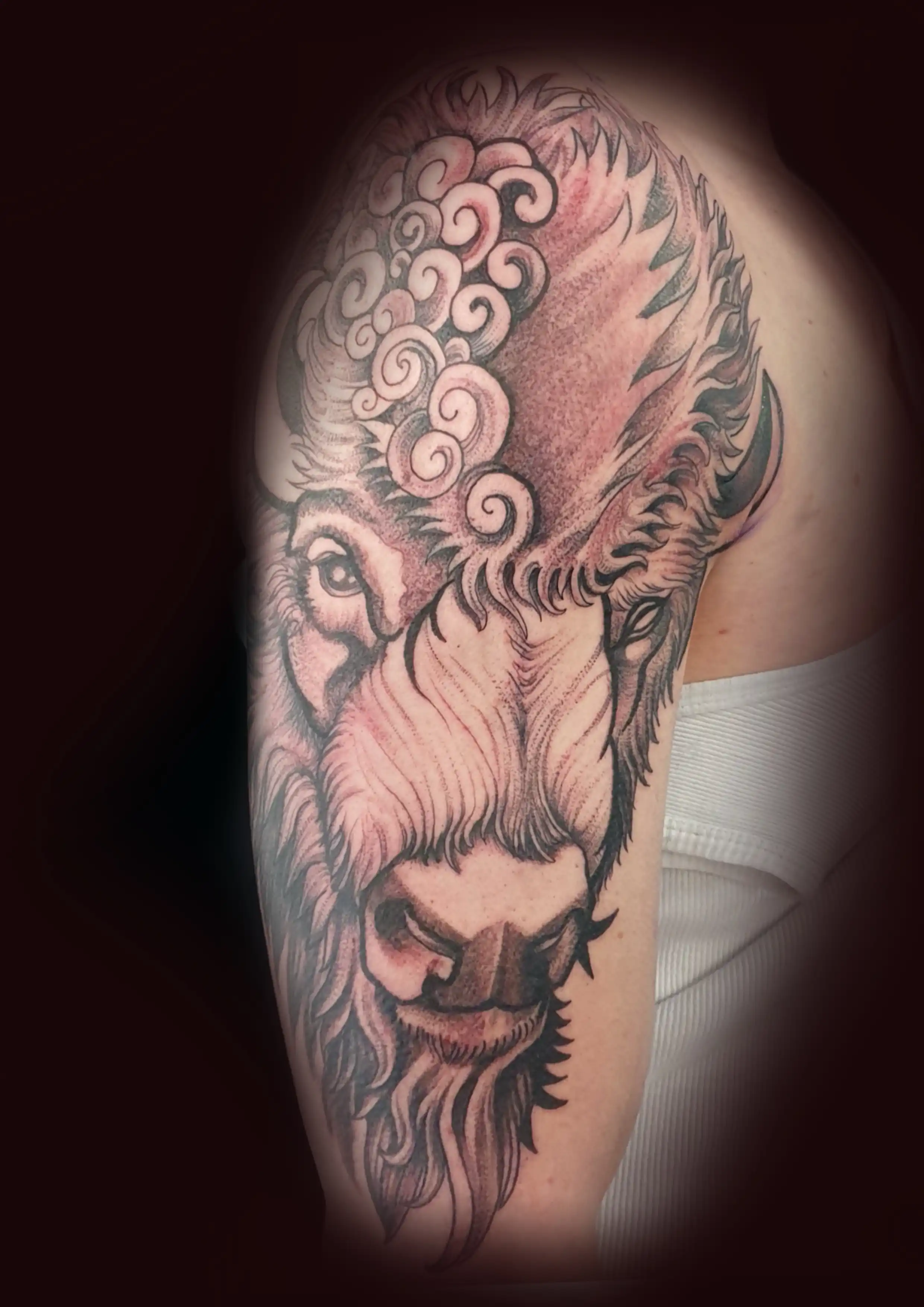Tattoo von Bison in Dotwork